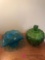 F1 moon and star Green candy dish and blue napkin holder