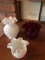 D1 Lot of Fenton hobnail vases white and a ruby red