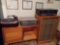 Stereo equipment including record player, receiver,speaker, power amp,and cabinet b4
