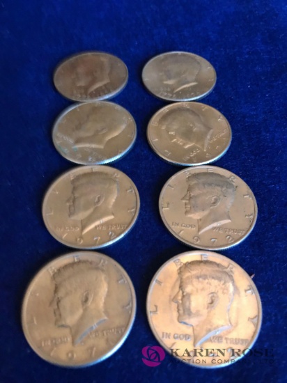 8- Kennedy Halves from 1971-1976