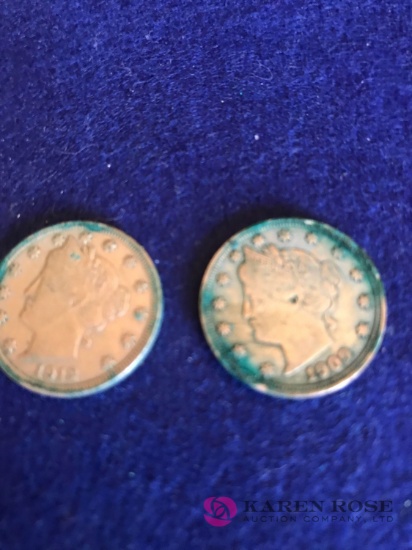 2- Liberty Nickels 1909-P /1912-P