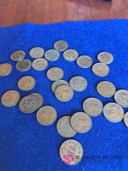28 pieces Canadian small cents 1921-1940
