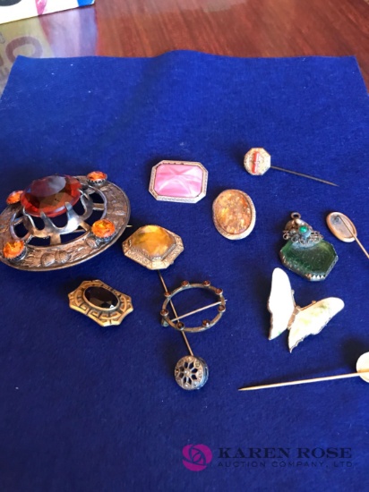 Vintage jewelry and hat pins