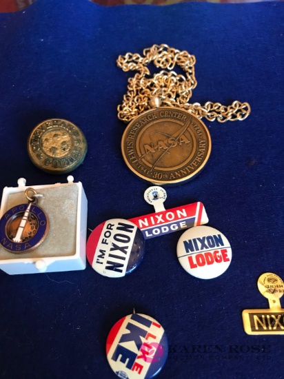 Vintage assorted Nixon -Apollo pennant-nasa neckace