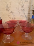 D-1 Pink/red glass dessert cups