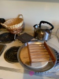 Kitchen miscellaneous platters baskets teapot