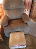 D-1 upholstered recliner chair with foot stool