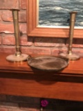 D1 Brass candle holders and plate