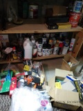 Lot of paint supplies including brushes, spray paint, sandpaper and more