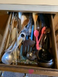 Kitchen drawer of utensils