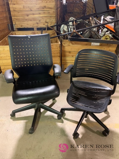 Two black computer chairs