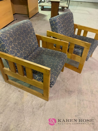 Two Matching wooden chairs with cushions