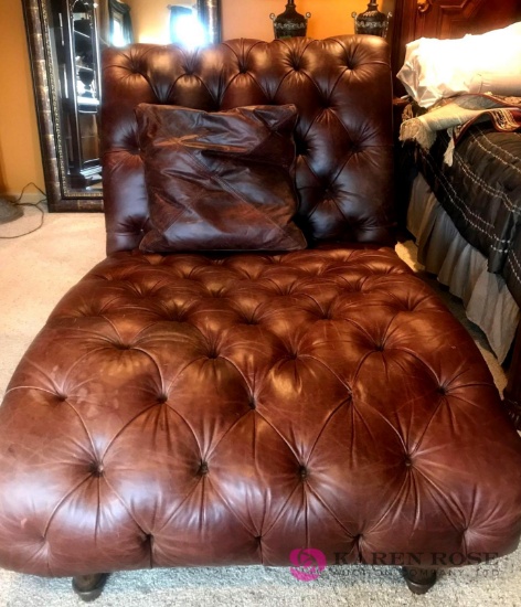Huge Brown leather CHAISE LOUNGE