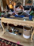 Sofa table with glass top