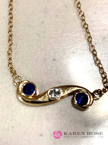 14k Diamond sapphire necklace,