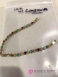 14 k Gem stone bracelet