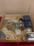 Costume jewelry lot earrings necklaces watch