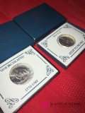 2- George Washington silver commemorative half dollar coin