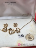 12 kt Gold filled necklace and ear rings and pendant