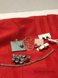 Sterling necklace-ear rings- charms and bracelet