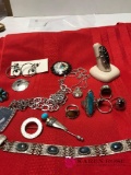 Assorted lot of sterling rings, bracelets, necklaces and earrings