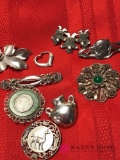 Lot of sterling silver brooches