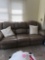 Den Brown leather like couch w/recliners