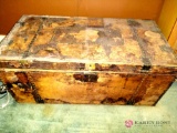 45-in wood trunk with contents
