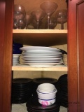 K cabinet stem glasses- plates- bowls