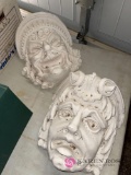 Two large 12 inch chalkware wall hanging