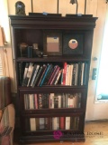 LR Bookcase with two glass drawers on bottom