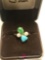 10 Kt Turquoise and Pearl ring 2.5 grams