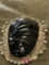 Mexican Sterling Onyx Face Pin