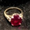 10 kt gold Synthetic Ruby ring