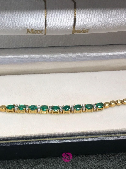 18 kt natural emeralds/ diamonds bracelet