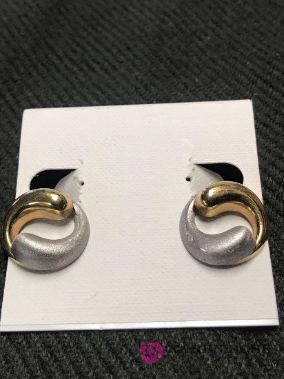 14kt two tone gold ear rings