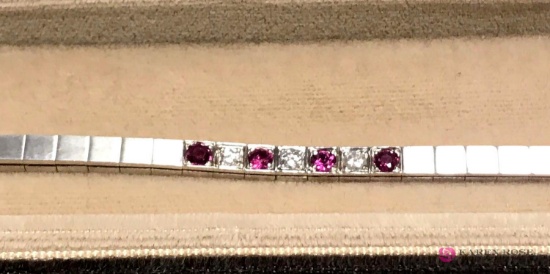 14kt white gold Diamond and Ruby bracelet 12.3 grams