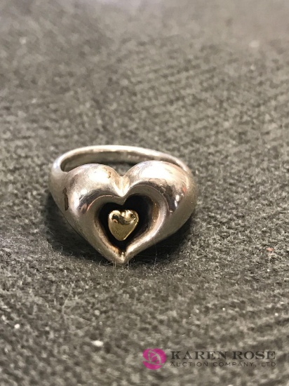 14kt and sterling Heart ring
