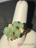 14kt Gold Grape Cluster Ring Jade