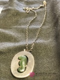 Sterling jade seahorse necklace