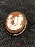 Sterling shell cameo pin