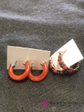 2- ear rings sterling Coral & Carnellan