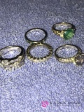 5- sterling Rings CZ mixed lot