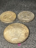 Lot of Silver Liberty dollar 1922-2-sterling Franklin half dollars 1953