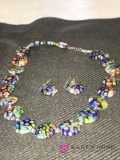 Millefiori necklace and ear rings