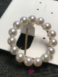 Mikimoto 14kt pearl pin signed