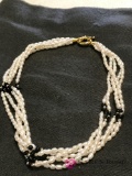 Cultured Pearl & Onyx necklace