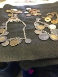 4- coin bracelets and coin necklace