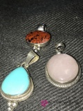 3- Sterling pendants Gemstones