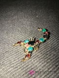 scorpion Emerald-gemstones pin not gold